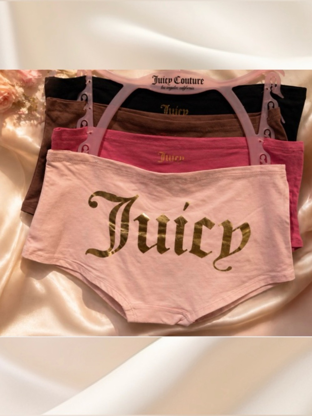 Juicy Couture 5-Pack Logo Cotton Boyshort Panties NWT
